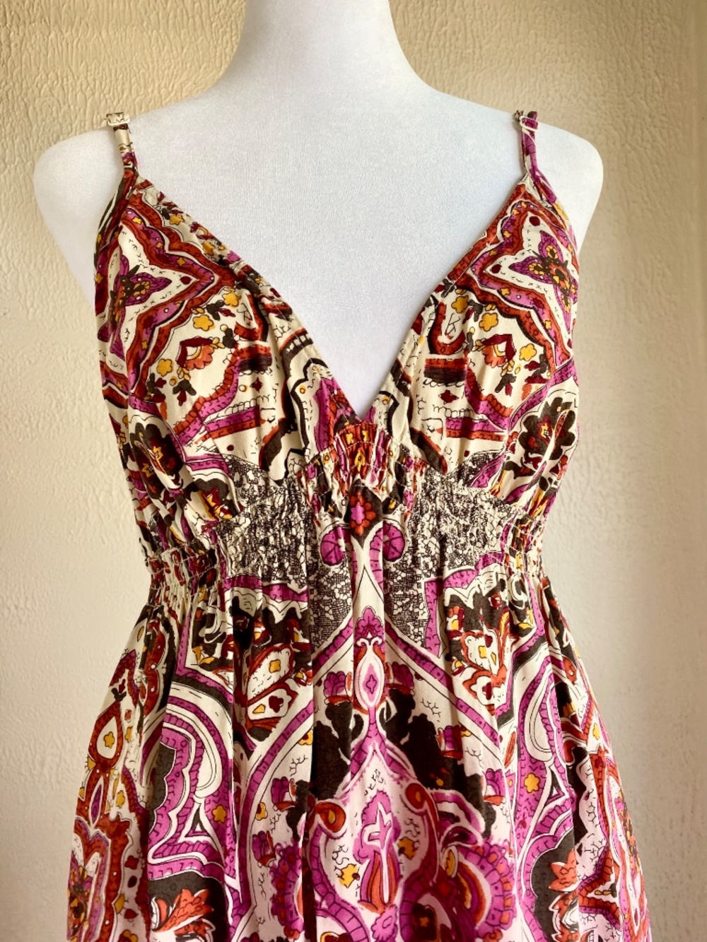 Lucky Brand fuchsia paisley maxi sun dress with ombre hem Size S - Picture 3 of 15